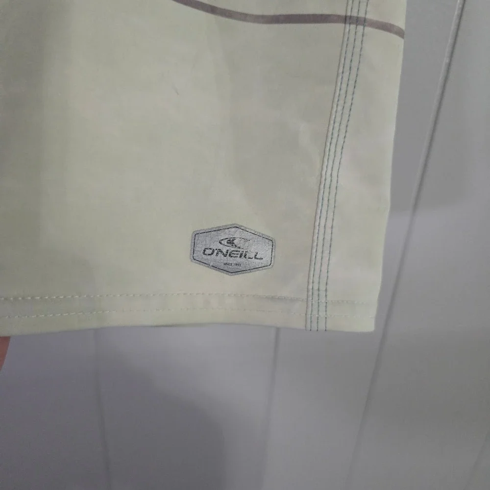 O'Neill Board Shorts Mens 30 Teal Orange Striped Good Stretch Swim‎ Trunks